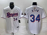 Men's Texas Rangers #34 Nolan Ryan Number White 2024 Gold Collection Limited Cool Base Jerseys,baseball caps,new era cap wholesale,wholesale hats